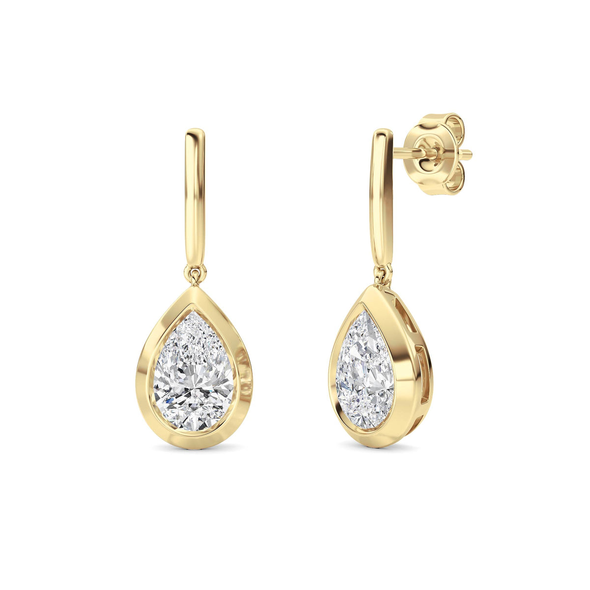 2 ct tw IGI Certified Pear Lab-Grown Diamond Earrings in 14K Solid Gold - Yellow