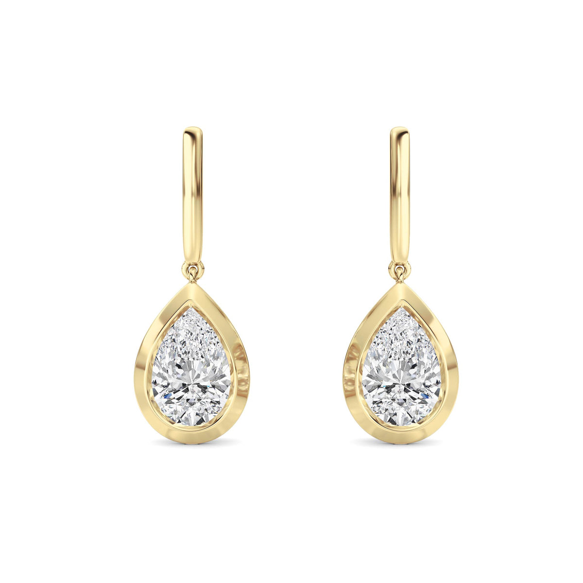 2 ct tw IGI Certified Pear Lab-Grown Diamond Earrings in 14K Solid Gold - Yellow