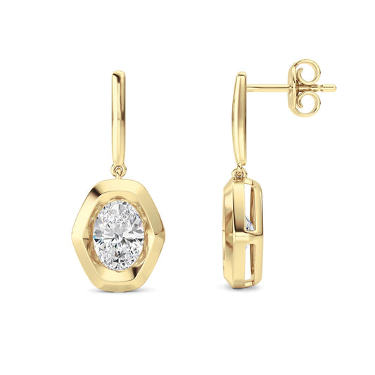 2 ct tw IGI Certified Oval Lab-Grown Diamond Earrings in 14K Solid Gold - Yellow