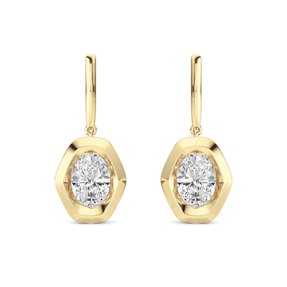 2 ct tw IGI Certified Oval Lab-Grown Diamond Earrings in 14K Solid Gold - Yellow