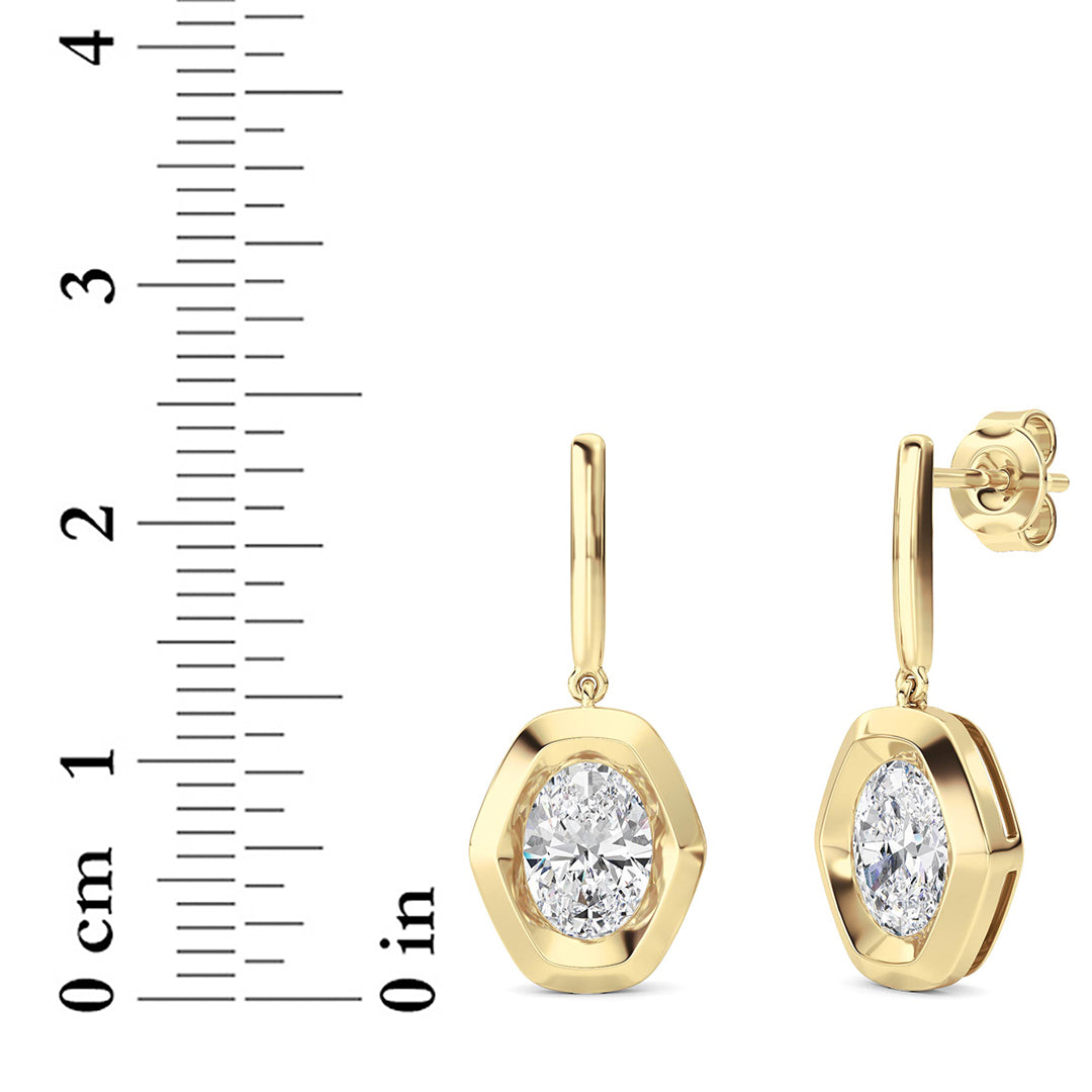 2 ct tw IGI Certified Oval Lab-Grown Diamond Earrings in 14K Solid Gold - Yellow