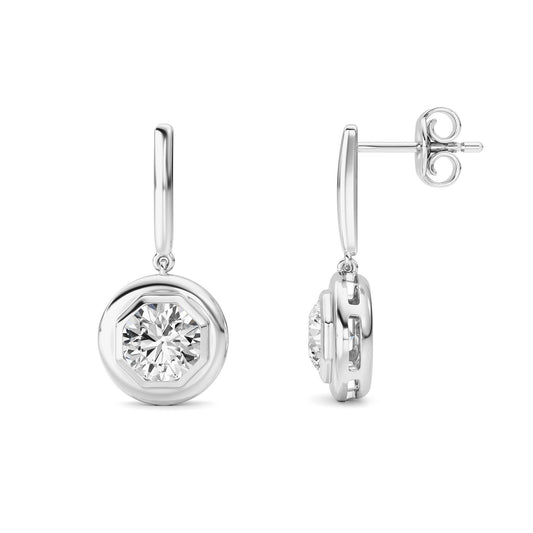 2 ct tw IGI Certified Round Lab-Grown Diamond Earrings in 14K Solid Gold - White