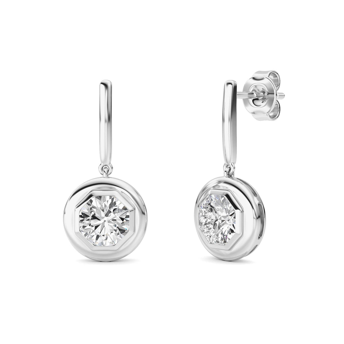 2 ct tw IGI Certified Round Lab-Grown Diamond Earrings in 14K Solid Gold - White
