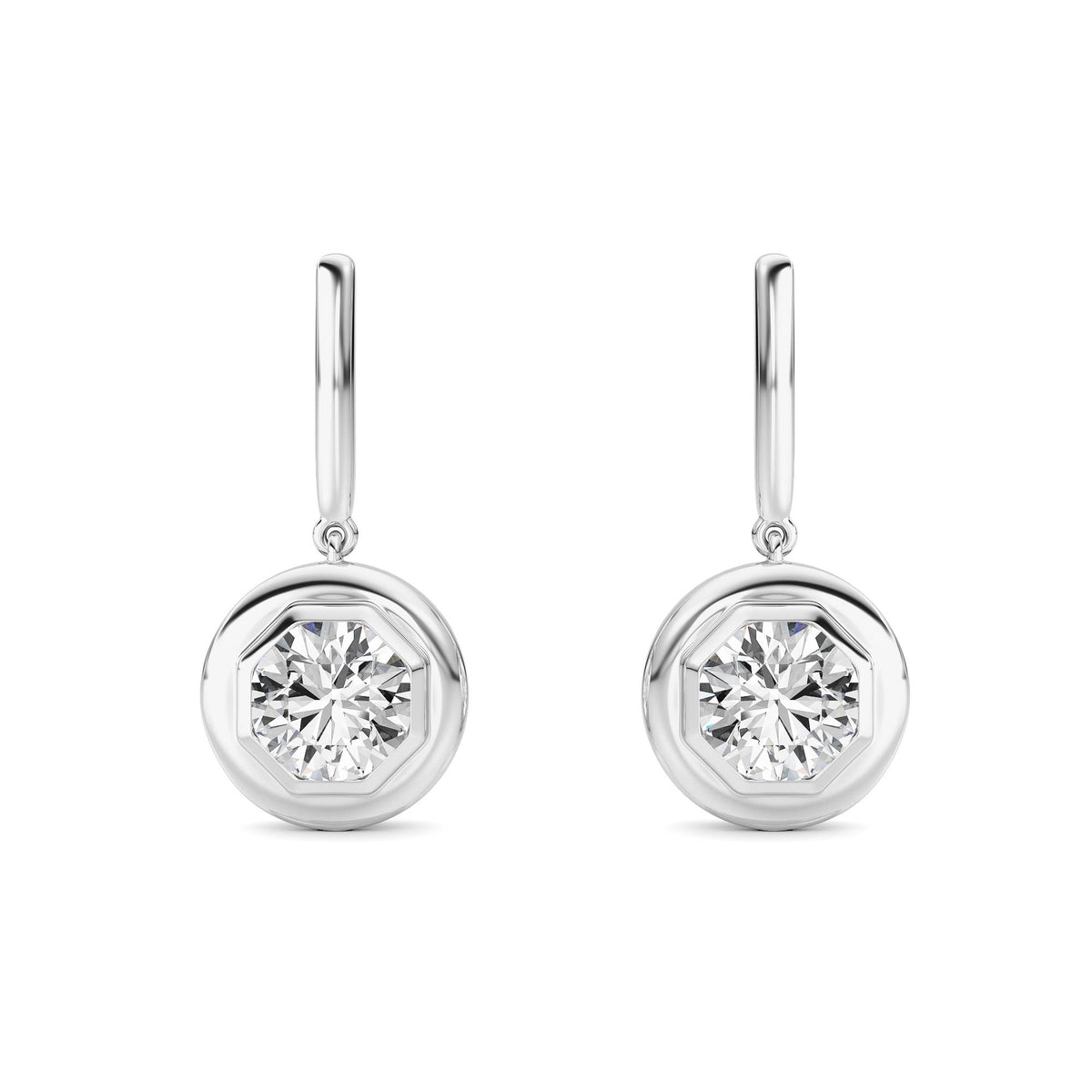 2 ct tw IGI Certified Round Lab-Grown Diamond Earrings in 14K Solid Gold - White