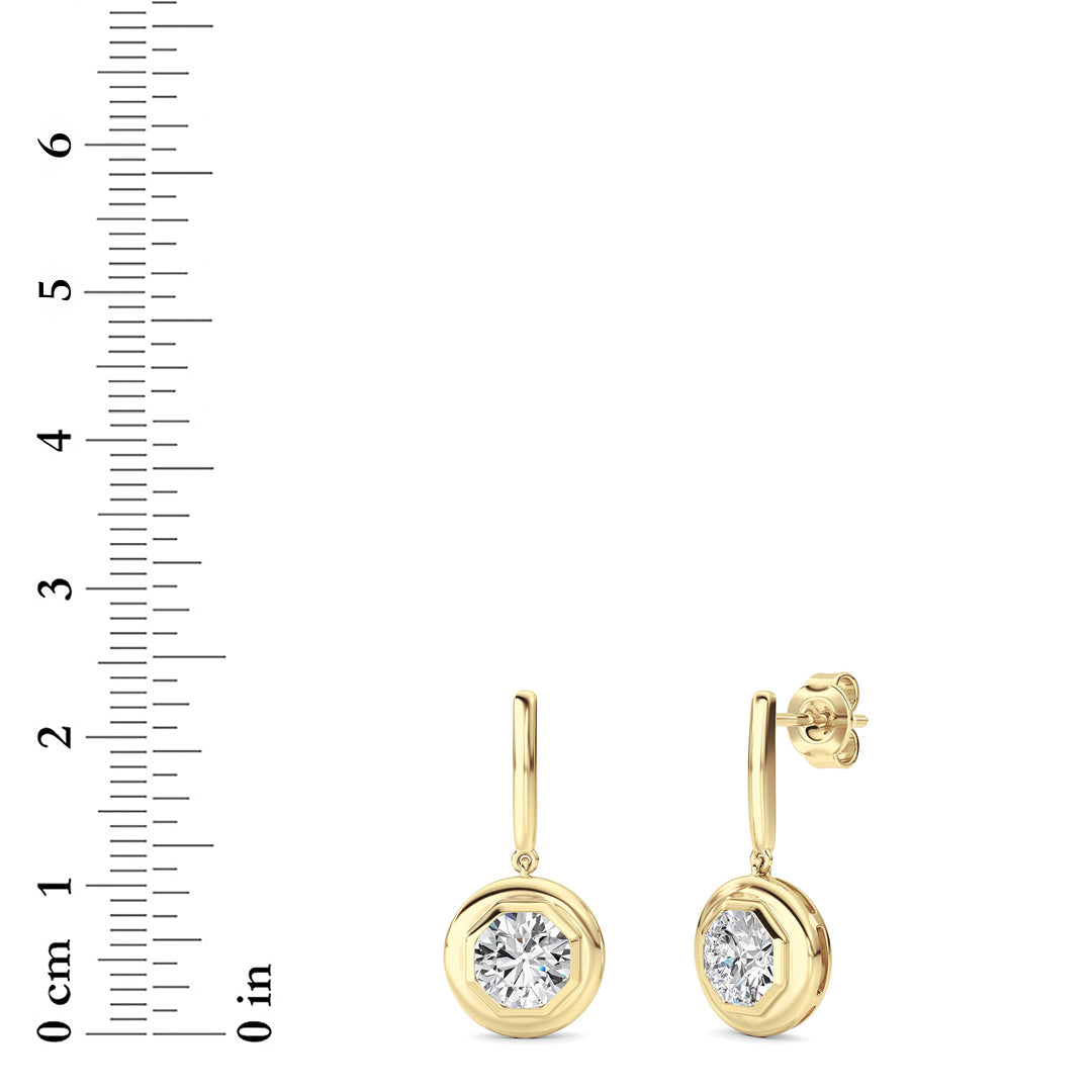 2 ct tw IGI Certified Round Lab-Grown Diamond Earrings in 14K Solid Gold - Yellow