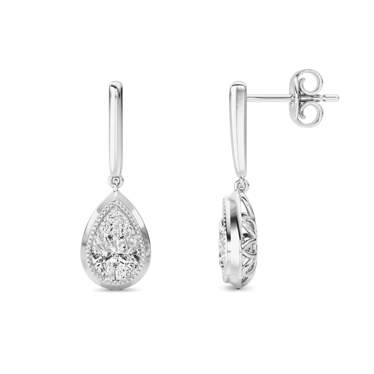 2 ct tw IGI Certified Pear Lab-Grown Diamond Earrings No. 2 in 14K Solid Gold - White
