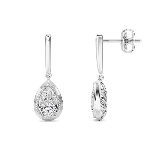 2 ct tw IGI Certified Pear Lab-Grown Diamond Earrings No. 2 in 14K Solid Gold - White