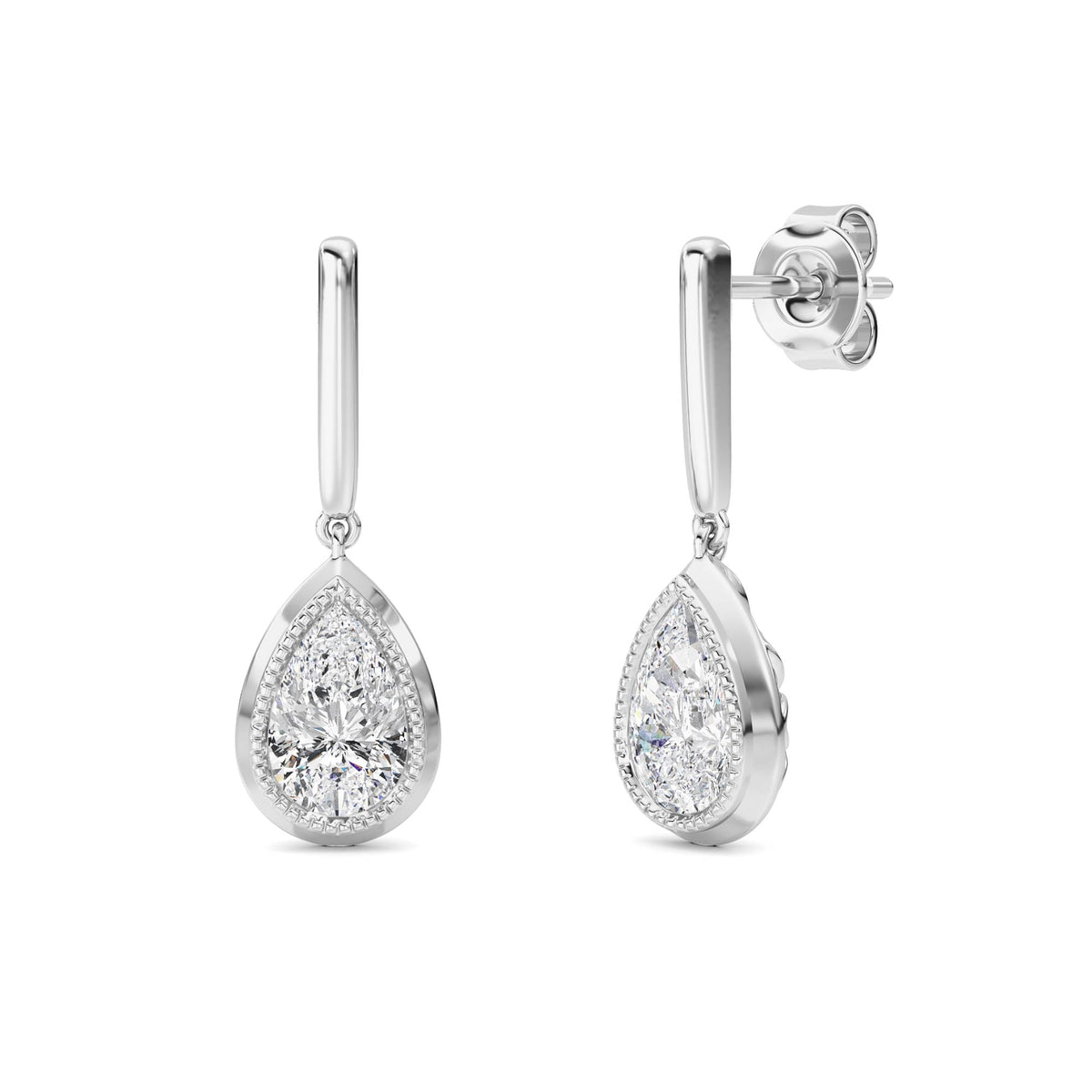 2 ct tw IGI Certified Pear Lab-Grown Diamond Earrings No. 2 in 14K Solid Gold - White
