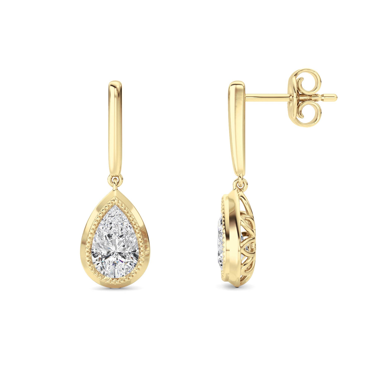 2 ct tw IGI Certified Pear Lab-Grown Diamond Earrings No. 2 in 14K Solid Gold - Yellow