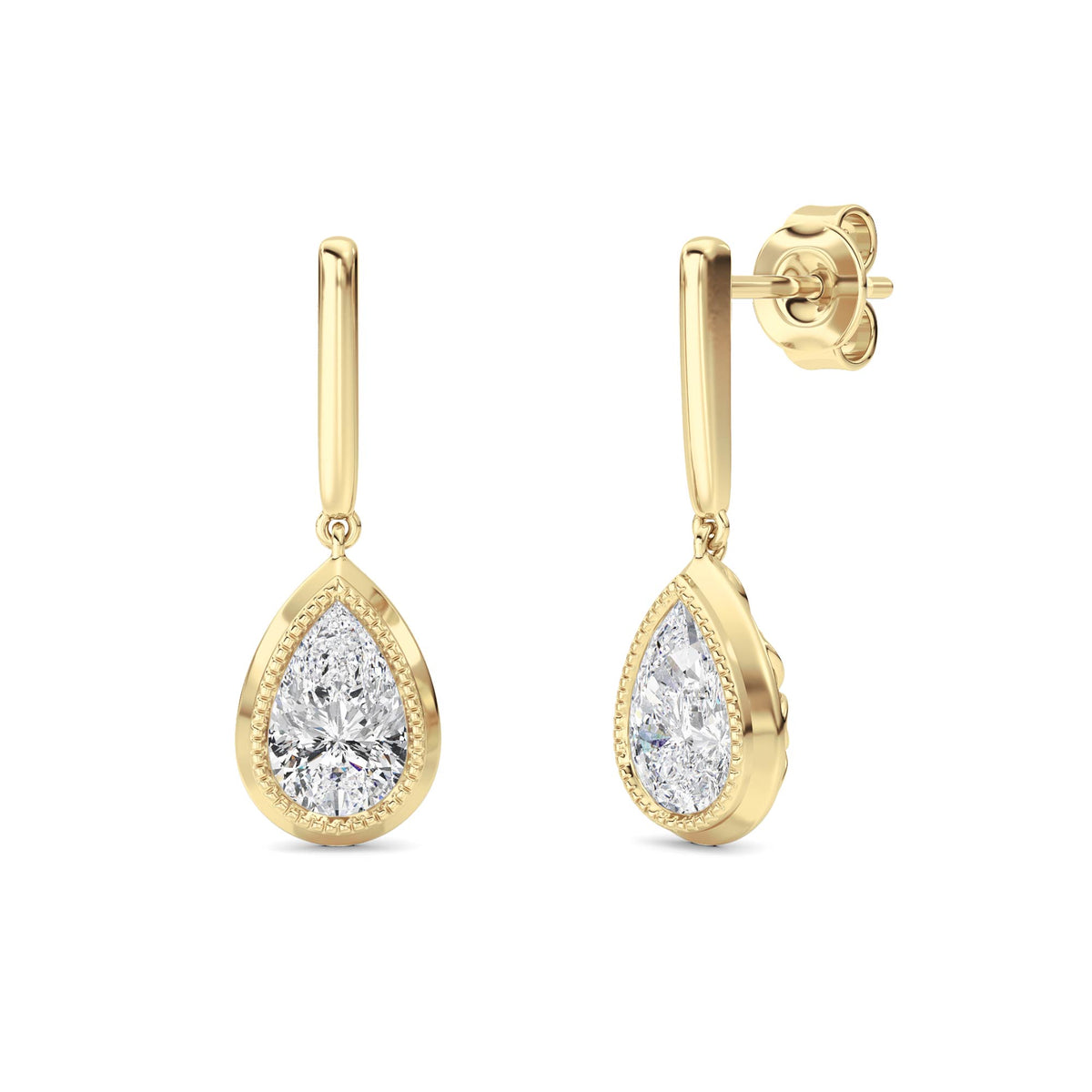 2 ct tw IGI Certified Pear Lab-Grown Diamond Earrings No. 2 in 14K Solid Gold - Yellow