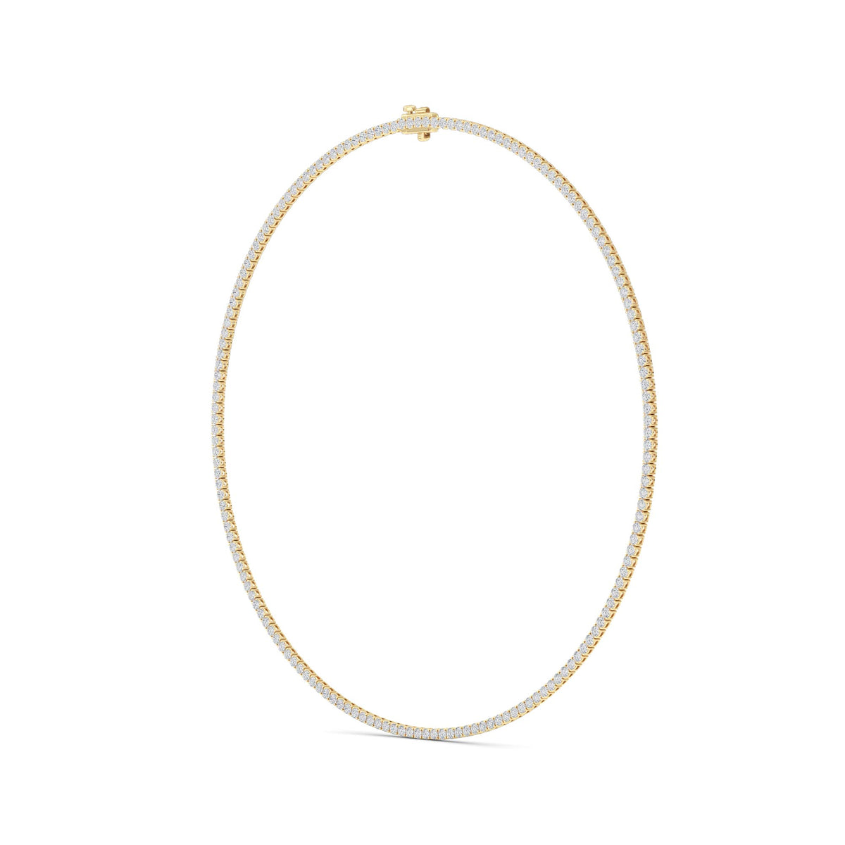 10 ct tw IGI Certified Round Lab-Grown Diamond Round Brilliant Tennis Necklace in 14K Gold over Sterling Silver - Yellow