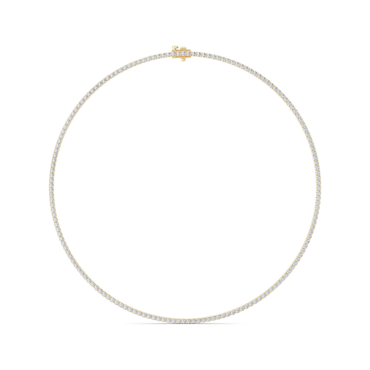 10 ct tw IGI Certified Round Lab-Grown Diamond Round Brilliant Tennis Necklace in 14K Gold over Sterling Silver - Yellow
