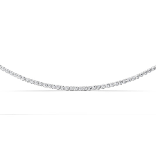 5 ct tw IGI Certified Round Lab-Grown Diamond Round Brilliant Tennis Necklace in 14K Gold over Sterling Silver - White