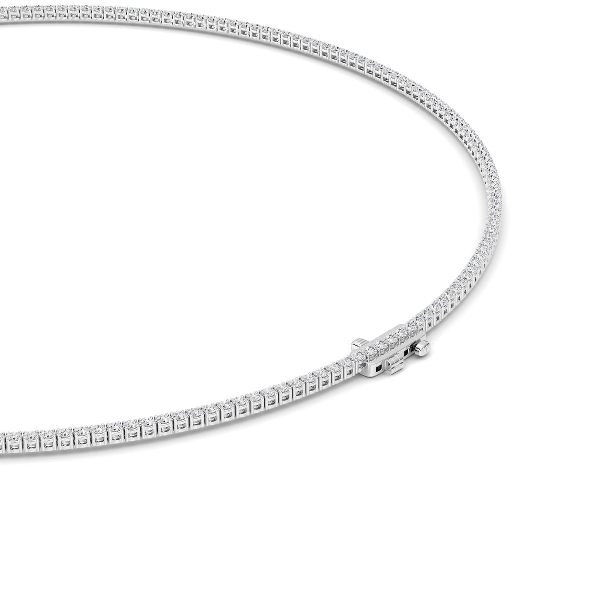 5 ct tw IGI Certified Round Lab-Grown Diamond Round Brilliant Tennis Necklace in 14K Gold over Sterling Silver - White