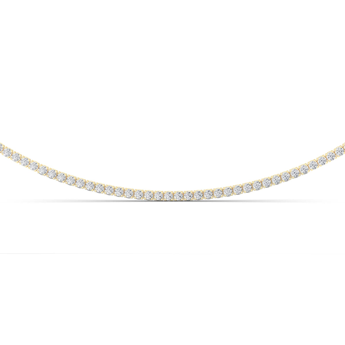 5 ct tw IGI Certified Round Lab-Grown Diamond Round Brilliant Tennis Necklace in 14K Gold over Sterling Silver - Yellow