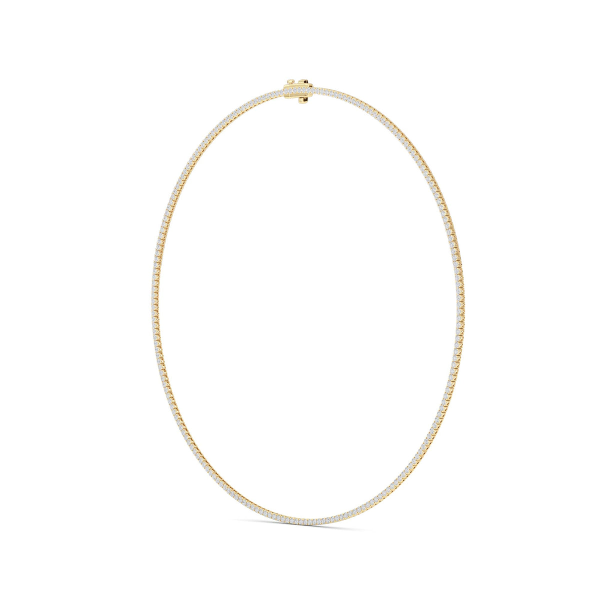 5 ct tw IGI Certified Round Lab-Grown Diamond Round Brilliant Tennis Necklace in 14K Gold over Sterling Silver - Yellow