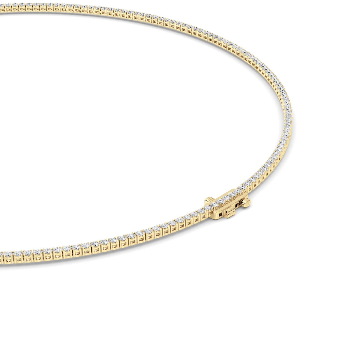 5 ct tw IGI Certified Round Lab-Grown Diamond Round Brilliant Tennis Necklace in 14K Gold over Sterling Silver - Yellow