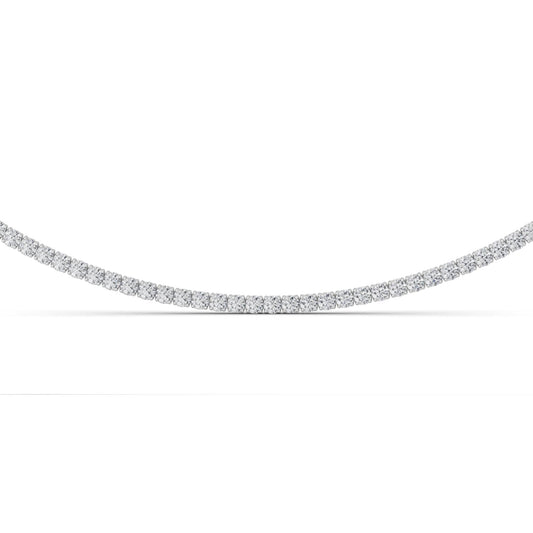7 ct tw IGI Certified Round Lab-Grown Diamond Round Brilliant Tennis Necklace in 14K Gold over Sterling Silver - White