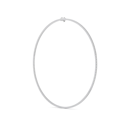7 ct tw IGI Certified Round Lab-Grown Diamond Round Brilliant Tennis Necklace in 14K Gold over Sterling Silver - White