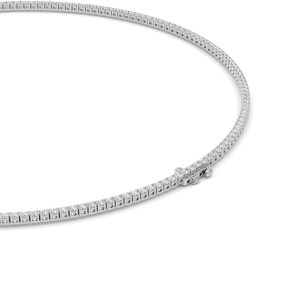7 ct tw IGI Certified Round Lab-Grown Diamond Round Brilliant Tennis Necklace in 14K Gold over Sterling Silver - White