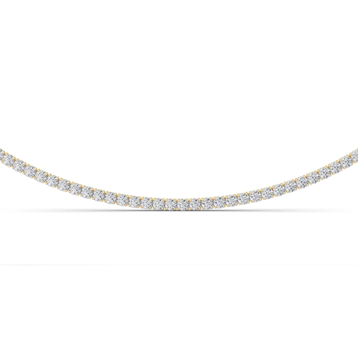 7 ct tw IGI Certified Round Lab-Grown Diamond Round Brilliant Tennis Necklace in 14K Gold over Sterling Silver - Yellow