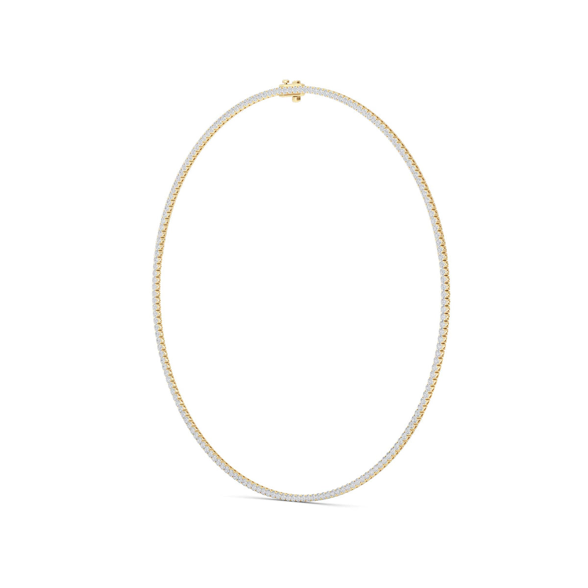 7 ct tw IGI Certified Round Lab-Grown Diamond Round Brilliant Tennis Necklace in 14K Gold over Sterling Silver - Yellow