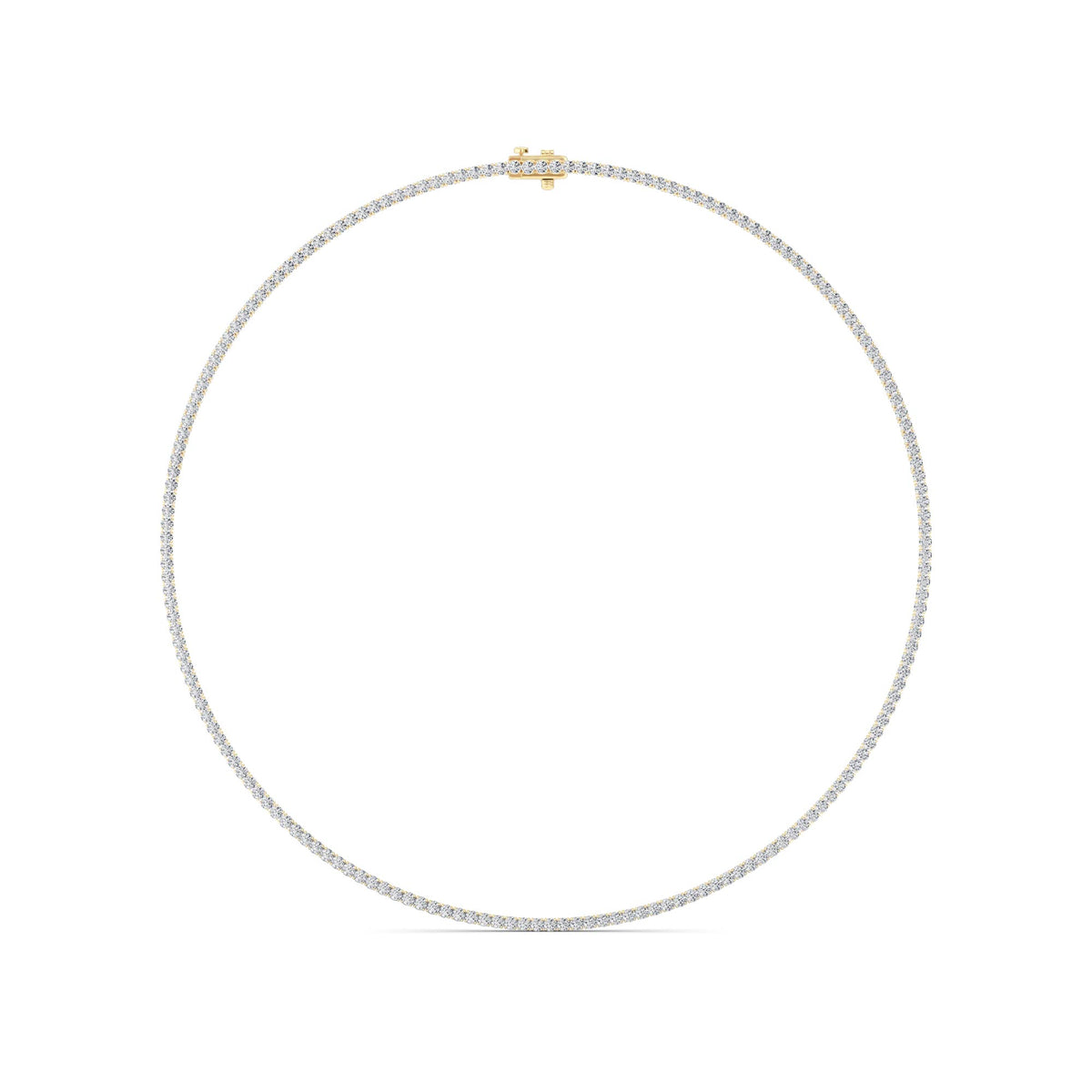7 ct tw IGI Certified Round Lab-Grown Diamond Round Brilliant Tennis Necklace in 14K Gold over Sterling Silver - Yellow