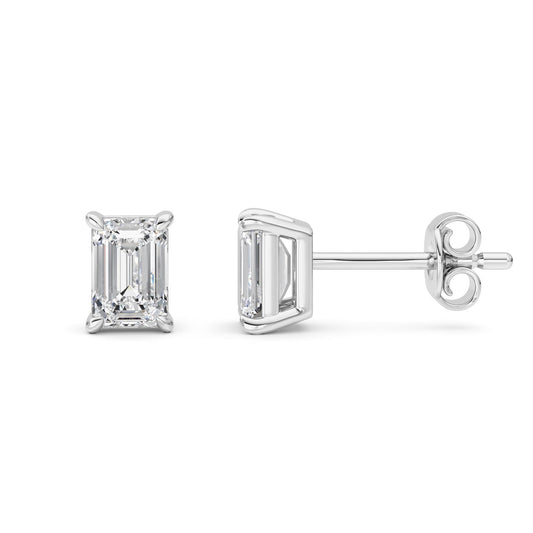 1 ct tw IGI Certified Emerald Lab-Grown Diamond Stud Earrings in 14K Gold over Sterling Silver - White
