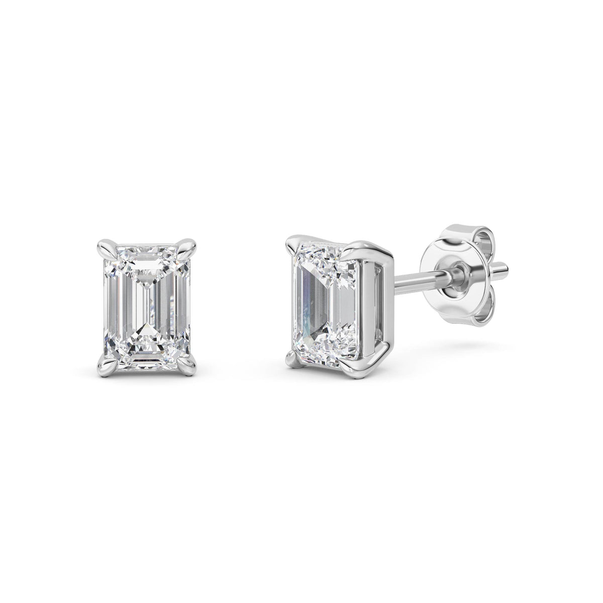 1 ct tw IGI Certified Emerald Lab-Grown Diamond Stud Earrings in 14K Gold over Sterling Silver - White