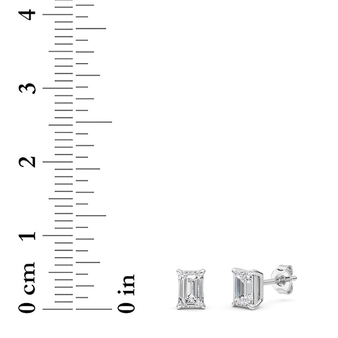 1 ct tw IGI Certified Emerald Lab-Grown Diamond Stud Earrings in 14K Gold over Sterling Silver - White