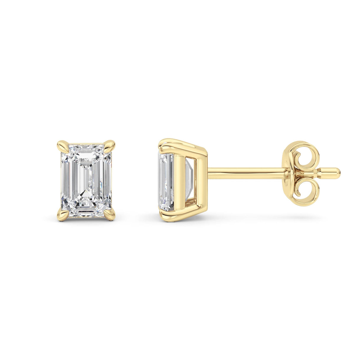 1 ct tw IGI Certified Emerald Lab-Grown Diamond Stud Earrings in 14K Gold over Sterling Silver - Yellow