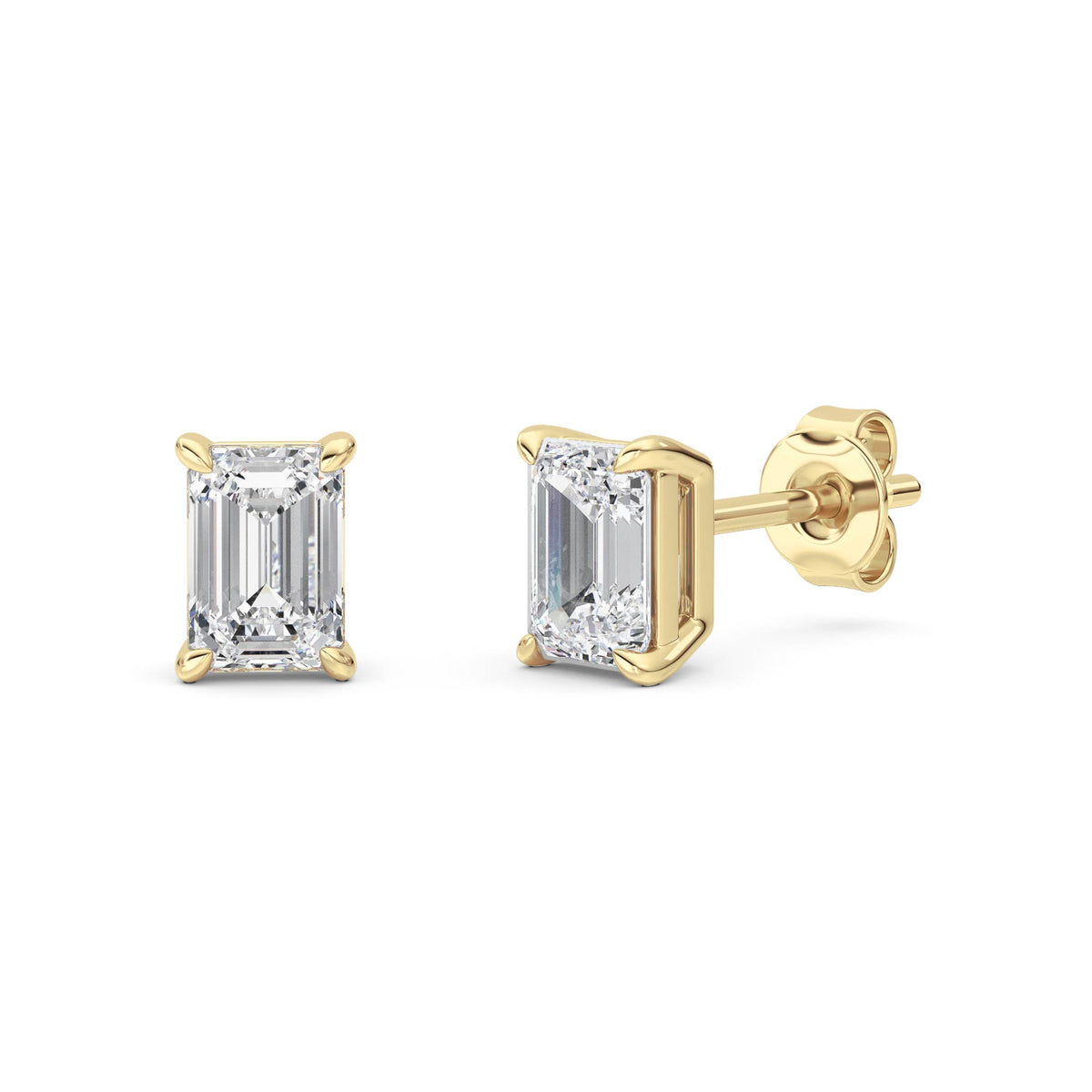 1 ct tw IGI Certified Emerald Lab-Grown Diamond Stud Earrings in 14K Gold over Sterling Silver - Yellow