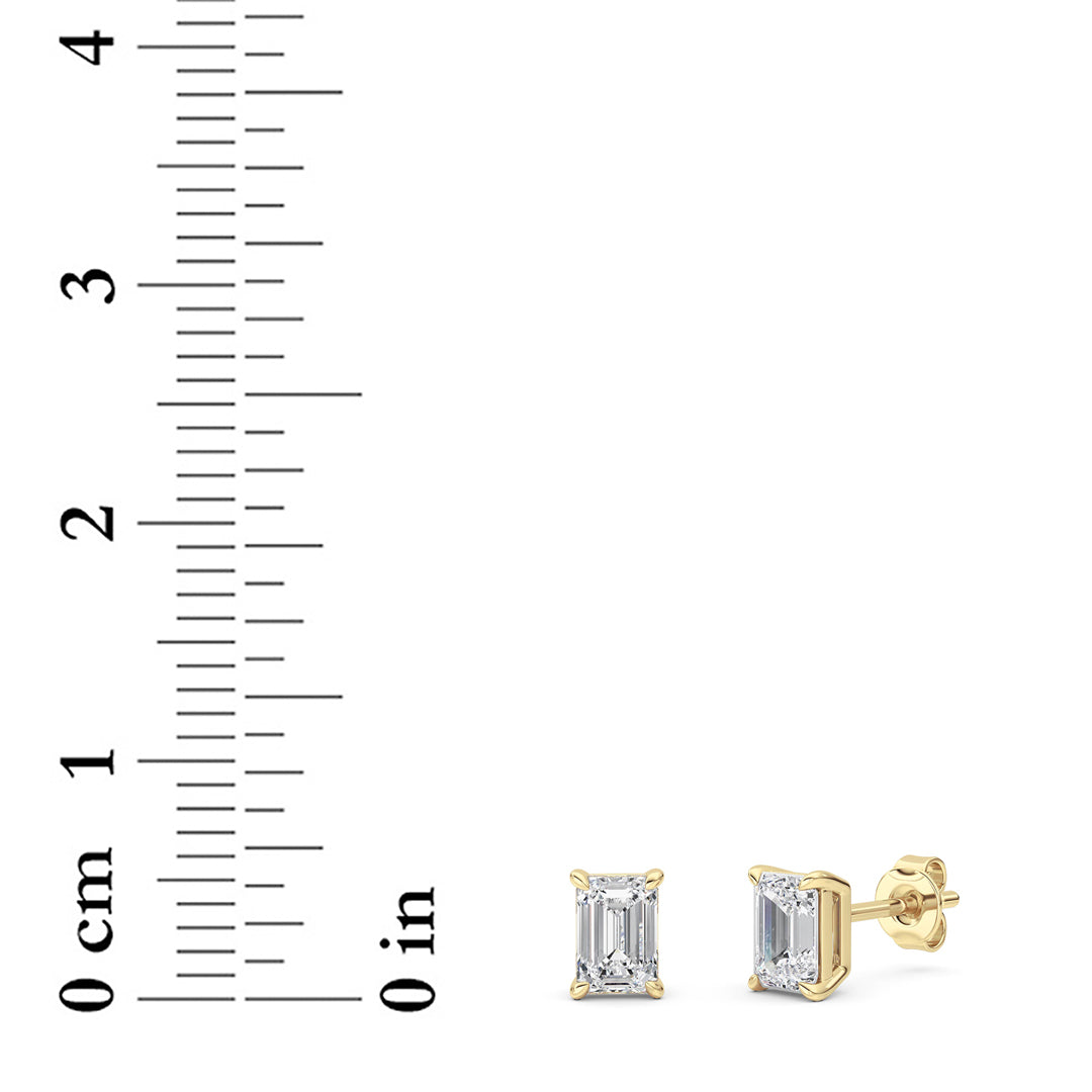 1 ct tw IGI Certified Emerald Lab-Grown Diamond Stud Earrings in 14K Gold over Sterling Silver - Yellow