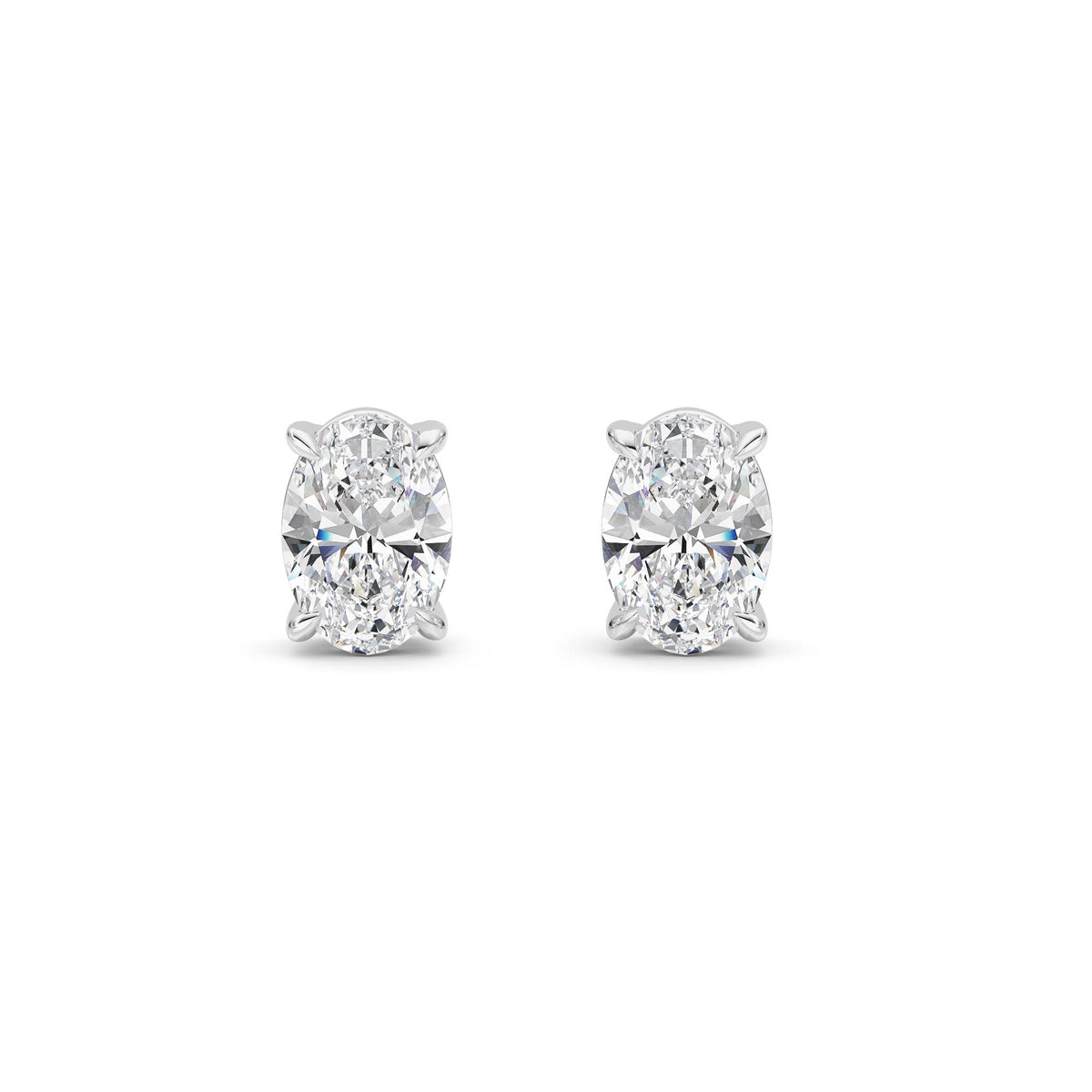 1 ct tw IGI Certified Oval Lab-Grown Diamond Stud Earrings in 14K Gold over Sterling Silver - White
