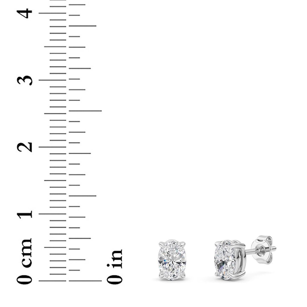 1 ct tw IGI Certified Oval Lab-Grown Diamond Stud Earrings in 14K Gold over Sterling Silver - White