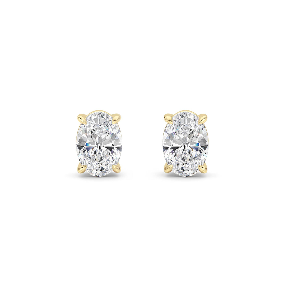 1 ct tw IGI Certified Oval Lab-Grown Diamond Stud Earrings in 14K Gold over Sterling Silver - Yellow