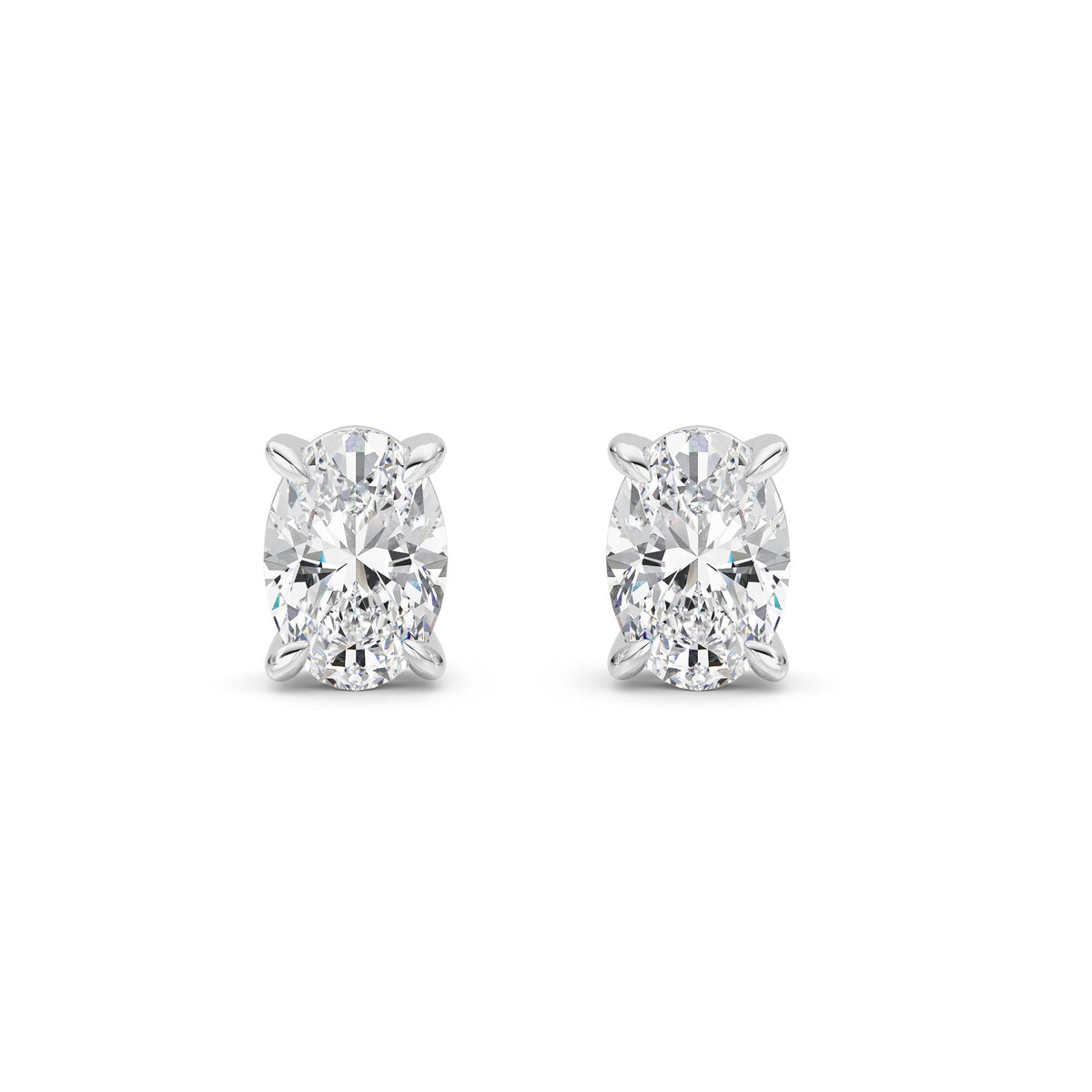 2 ct tw IGI Certified Oval Lab-Grown Diamond Stud Earrings in 14K Gold over Sterling Silver - White