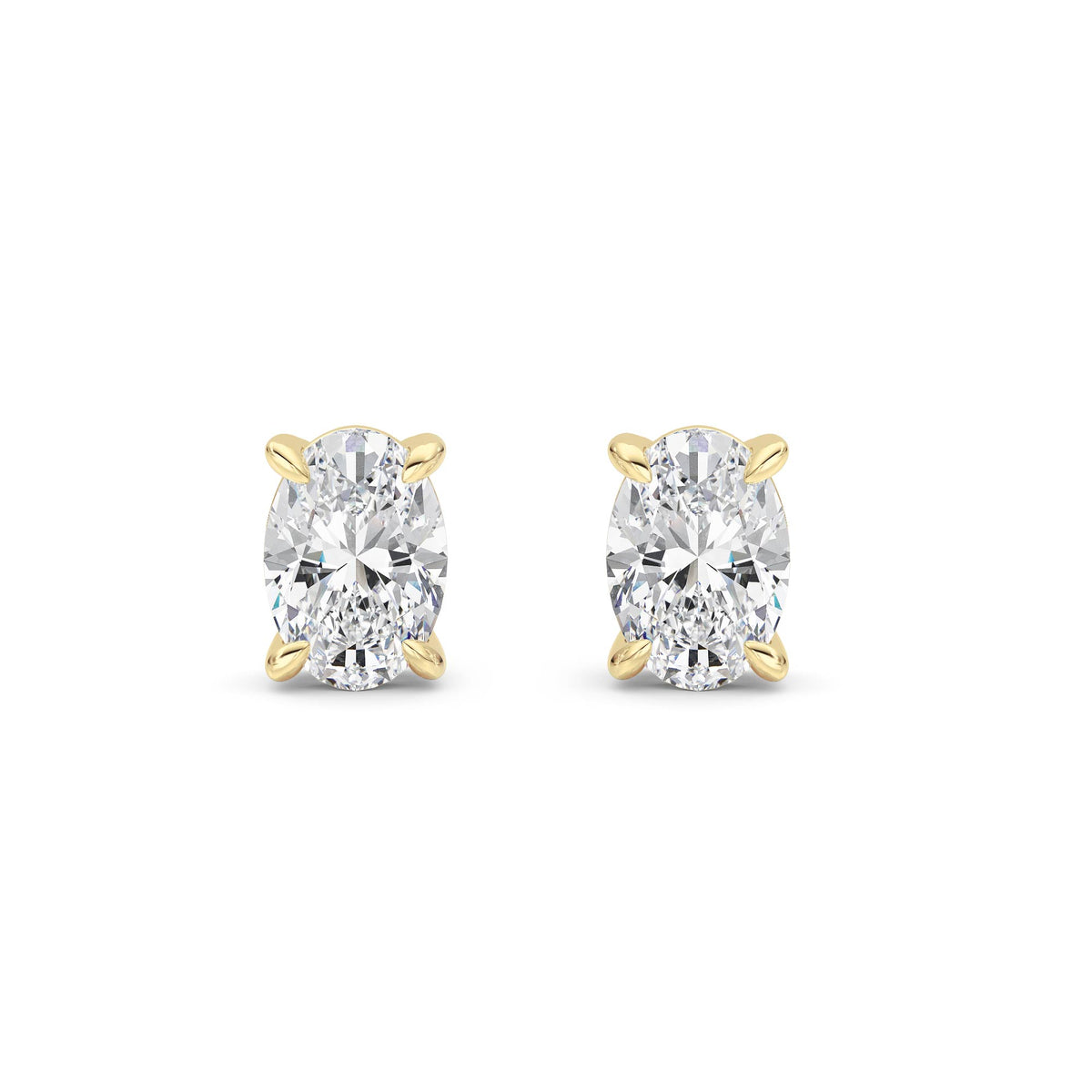 2 ct tw IGI Certified Oval Lab-Grown Diamond Stud Earrings in 14K Gold over Sterling Silver - Yellow