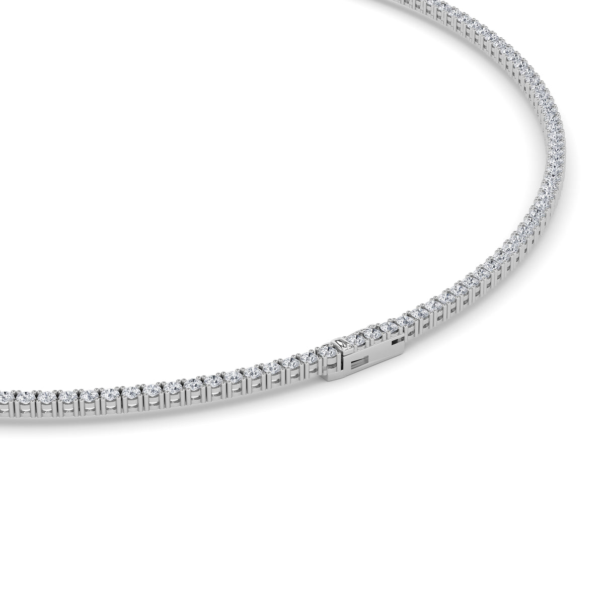 10 ct tw IGI Certified Round Lab-Grown Diamond Classic Tennis Necklace in 14K Solid Gold - White