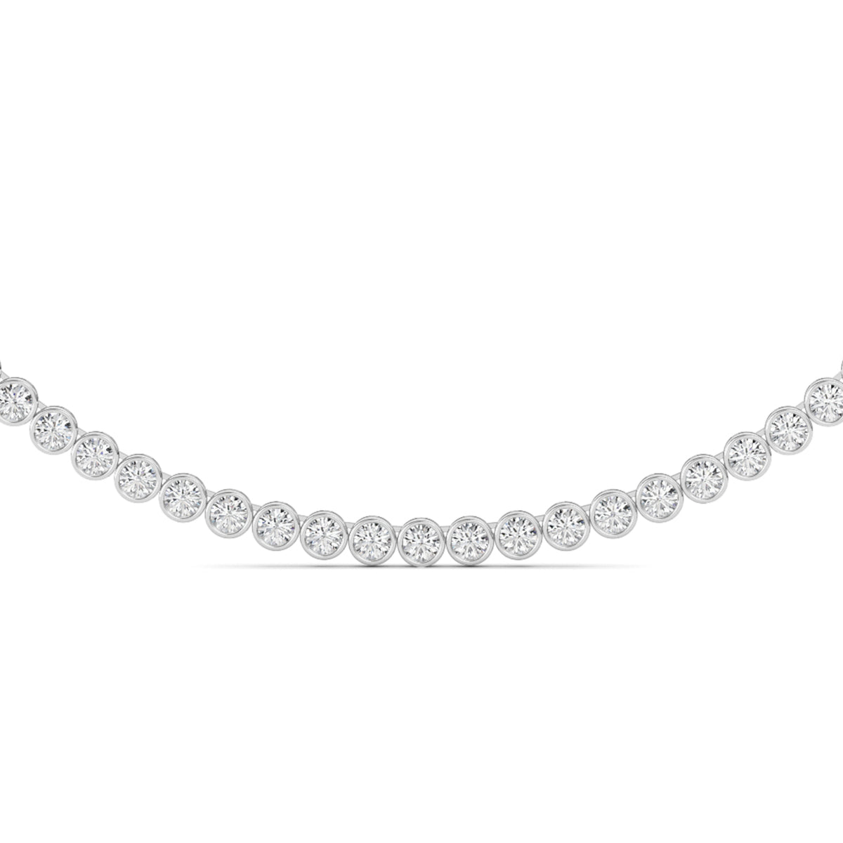 10 ct tw IGI Certified Round Lab-Grown Diamond Bezel Set Tennis Necklace in 14K Solid Gold - White