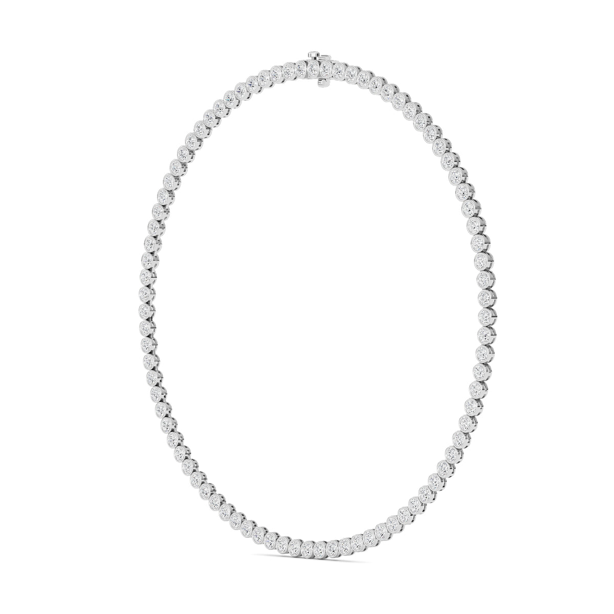 10 ct tw IGI Certified Round Lab-Grown Diamond Bezel Set Tennis Necklace in 14K Solid Gold - White