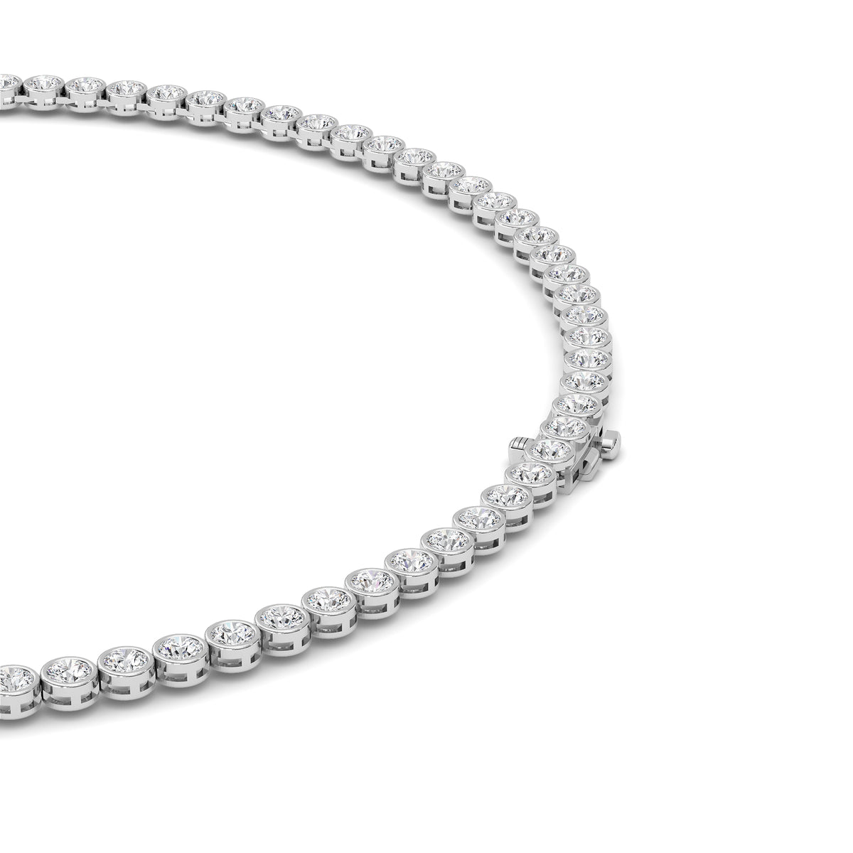 10 ct tw IGI Certified Round Lab-Grown Diamond Bezel Set Tennis Necklace in 14K Solid Gold - White