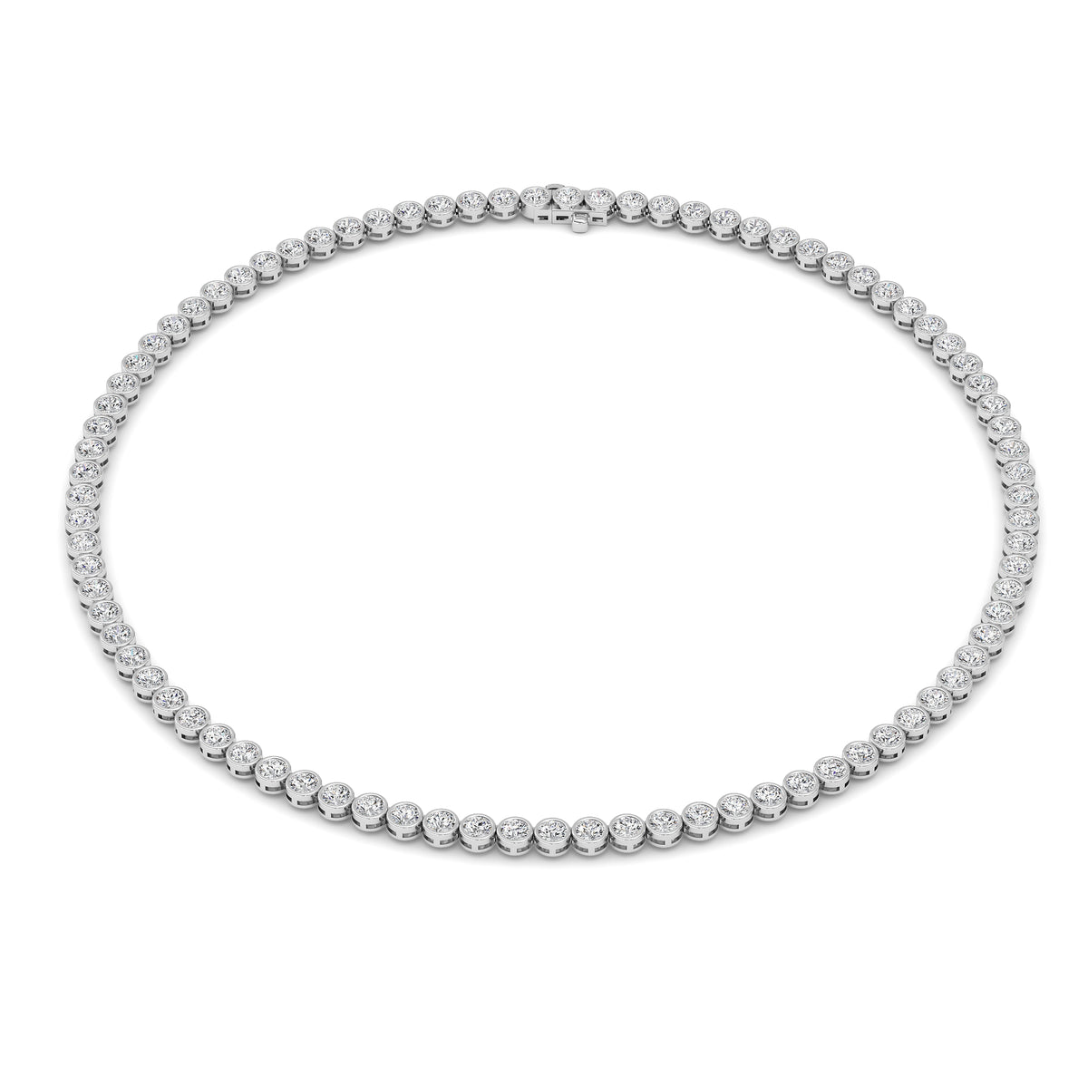 10 ct tw IGI Certified Round Lab-Grown Diamond Bezel Set Tennis Necklace in 14K Solid Gold - White