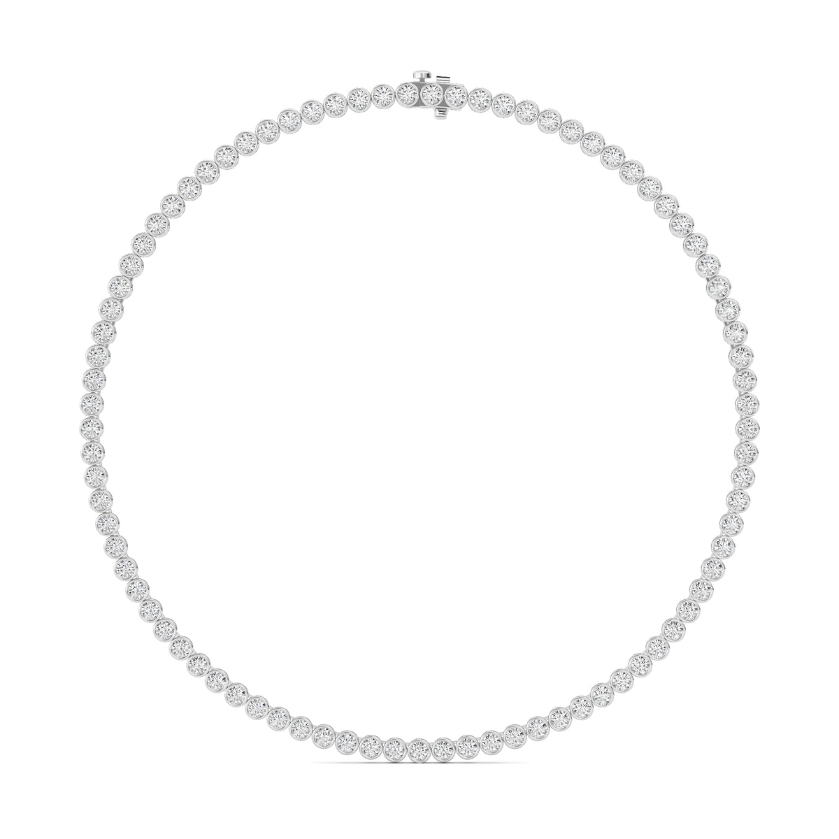 10 ct tw IGI Certified Round Lab-Grown Diamond Bezel Set Tennis Necklace in 14K Solid Gold - White