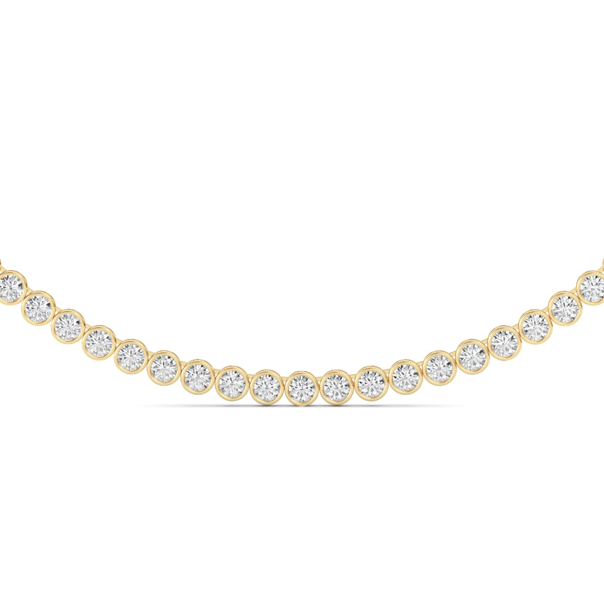 10 ct tw IGI Certified Round Lab-Grown Diamond Bezel Set Tennis Necklace in 14K Solid Gold - Yellow