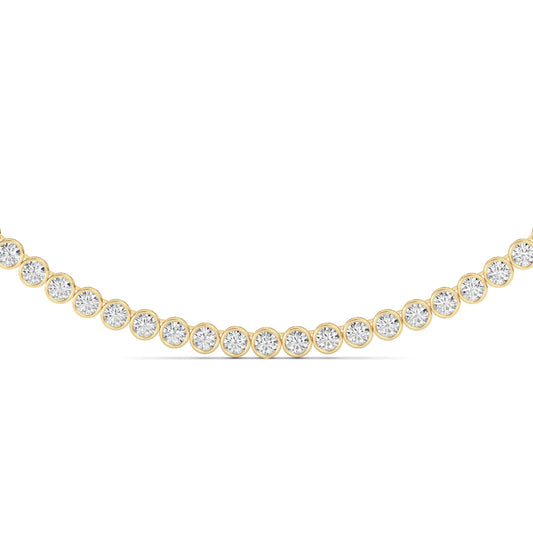 10 ct tw IGI Certified Round Lab-Grown Diamond Bezel Set Tennis Necklace in 14K Solid Gold - Yellow