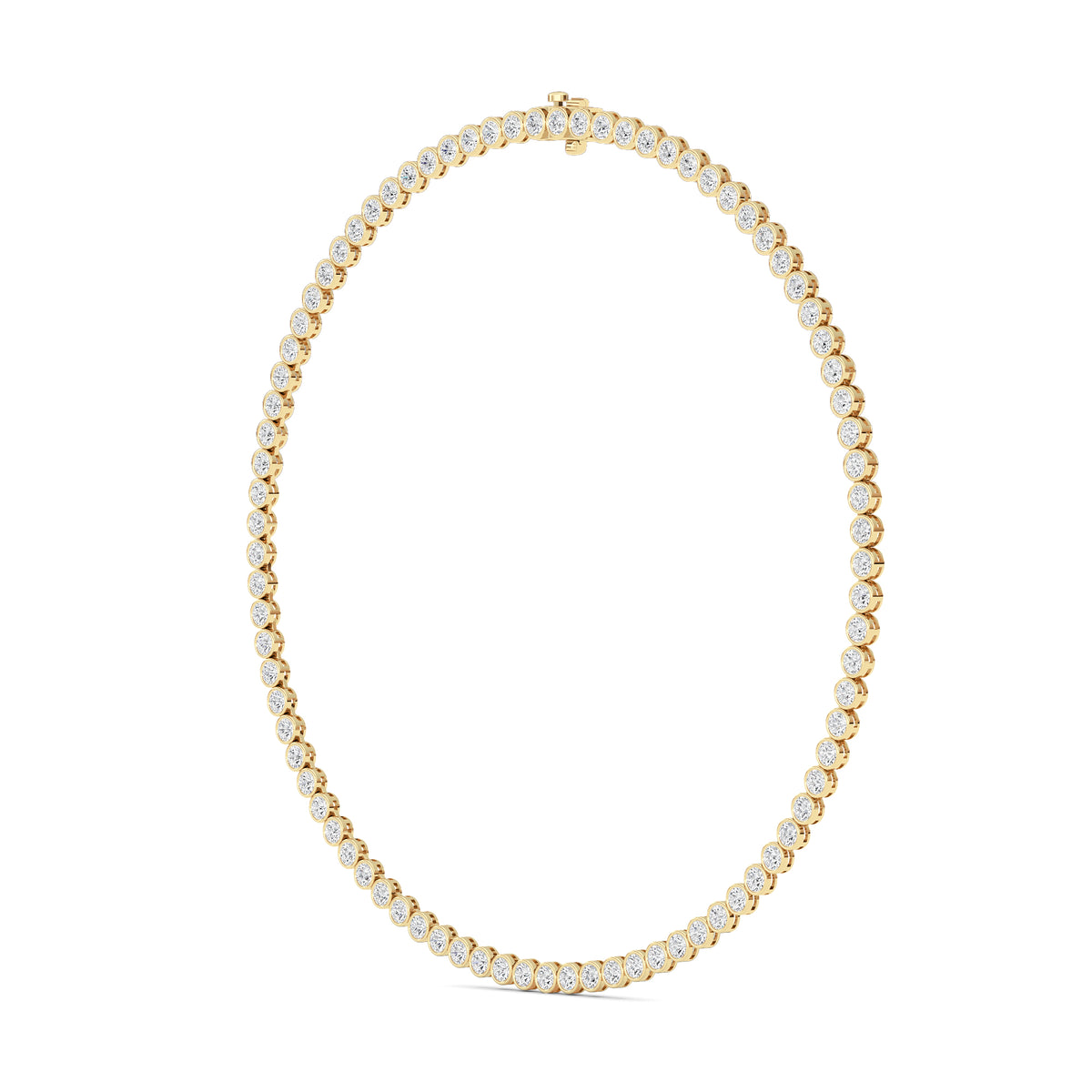 10 ct tw IGI Certified Round Lab-Grown Diamond Bezel Set Tennis Necklace in 14K Solid Gold - Yellow