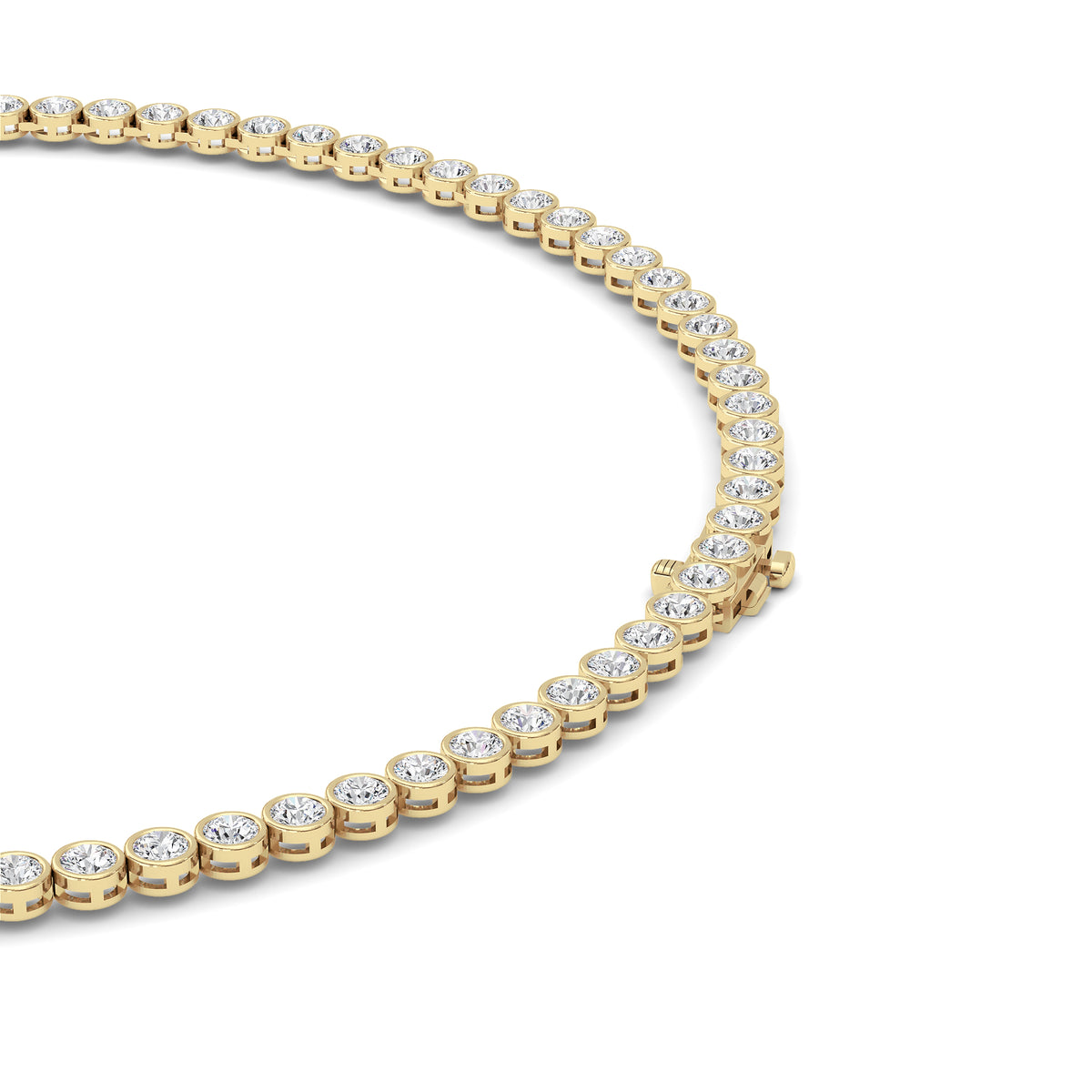 10 ct tw IGI Certified Round Lab-Grown Diamond Bezel Set Tennis Necklace in 14K Solid Gold - Yellow
