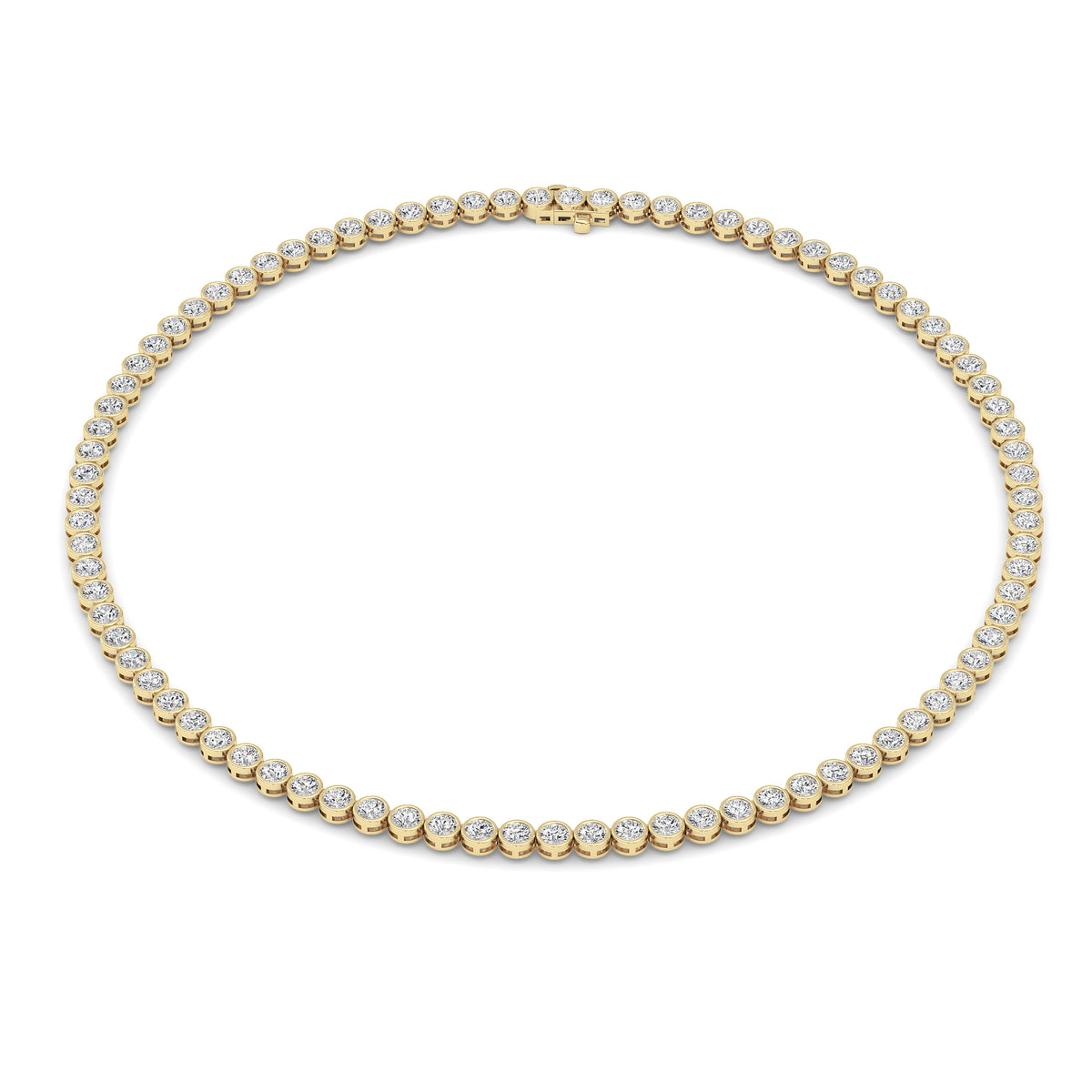 10 ct tw IGI Certified Round Lab-Grown Diamond Bezel Set Tennis Necklace in 14K Solid Gold - Yellow