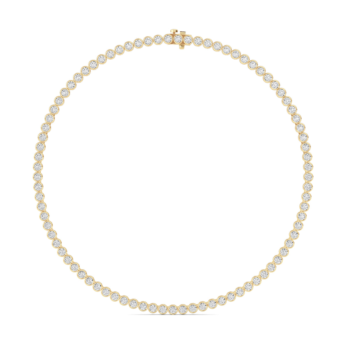 10 ct tw IGI Certified Round Lab-Grown Diamond Bezel Set Tennis Necklace in 14K Solid Gold - Yellow